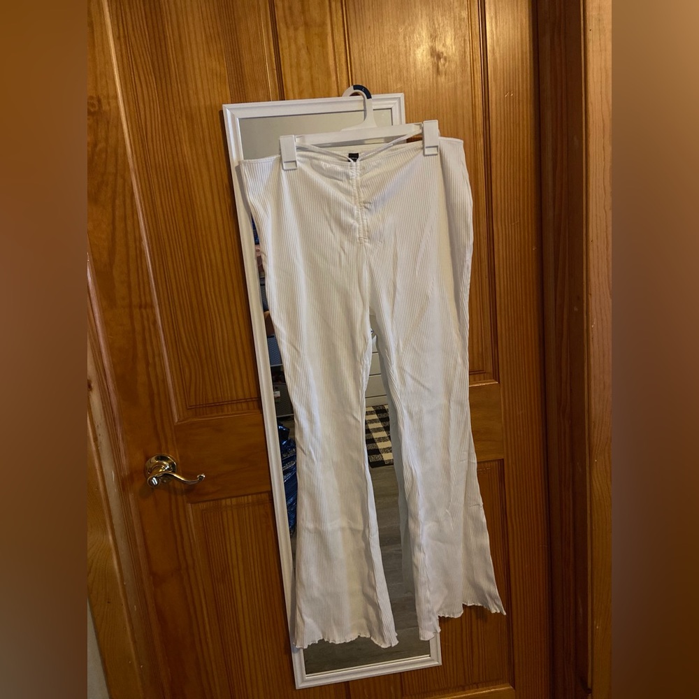 Plus Ruched Tie Back Lettuce Trim Pants